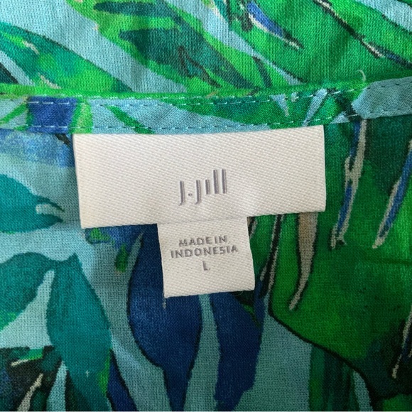 J. Jill Floral Blue/Green  Cotton Top V-Neck. Women’s Size Large. - Picture 5 of 6